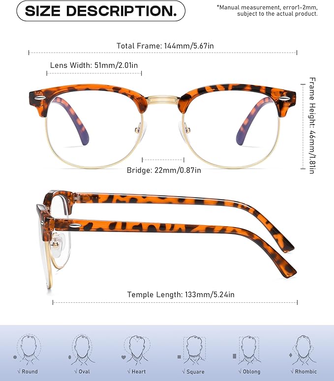 Perfectmiaoxuan Blue Light Blocking Glasses,Computer/Gaming/Screen Glasses for Women or Men，Anti Blue Light & UV