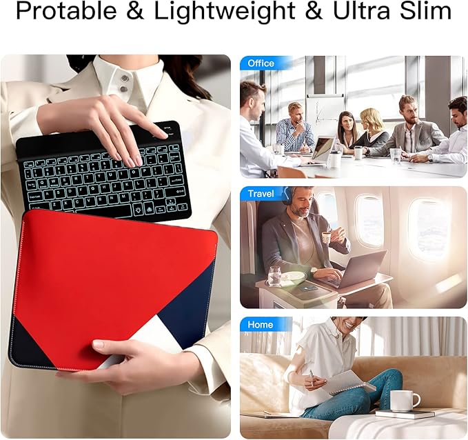 XIWMIX Ultra-Slim Wireless Bluetooth Keyboard - 7 Colors Backlit Universal Rechargeable Keyboard Compatible with iPad Pro/iPad Air/iPad 9.7/iPad 10.2/iPad mini and Other iOS Android Windows Devices
