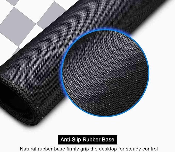 Grey Checkered Desk mat, Boho Gray Pattern Large Mouse Pad, Desk Protector Pad Writing Mat for Work Home Decor, Gaming Mousepad, Big Mouse Mat for Office Computer Laptop, 31.5 X 11.8 in