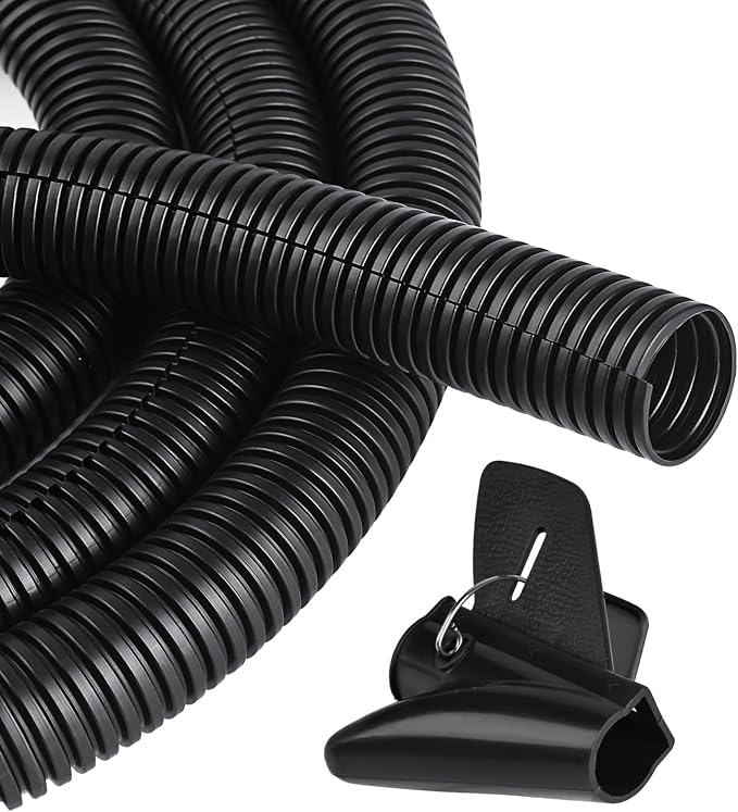 CrocSee 10ft - 1 inch Flame Retardant Split Wire Loom Tubing with Installation Tool - Flexible Wire Covers Cord Protectors - Black by CrocSee
