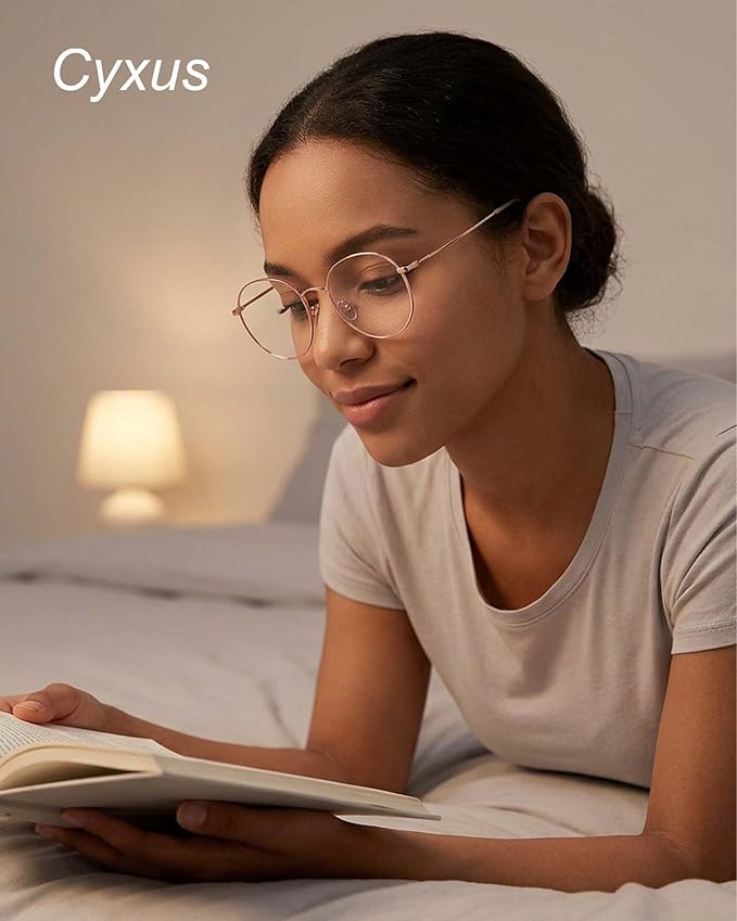 Cyxus Blue Light Glasses for Men and Women, Round Metal Frame Computer Eyeglasses for Office, Gaming, Reading 8090