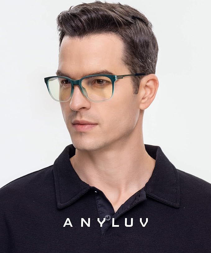 ANYLUV Blue Light Glasses for Men, Lightweight Computer Gaming Glasses, Stylish Anti Eyestrain Blue Light Blocking Men