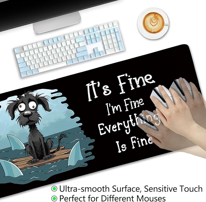 Funny Dog Mouse Pad Large Desk Mat, Extra Large Gaming Computer Mousepad with Stitched Edges Non-Slip, It's Fine Keyboard Mouse Pad for Desktop Cute Home Office Desk Accessories 31.5in