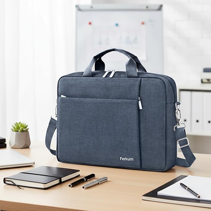 Ferkurn 17 17.3 Inch Laptop Bag Case Women Men Compatible with HP OmniBook Envy Omen Pavilion/LG Gram/Dell Inspiron Precision/Yoga ThinkPad, Carrying Briefcase Messenger Computer Bag 18 inch, Grey