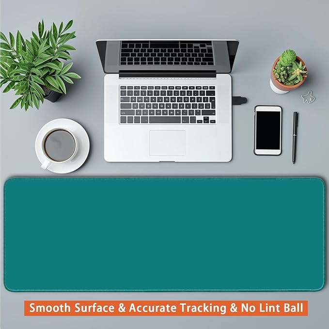 Large Mouse Pad, Non-Slip Desk Blotter, Office Desk Mat, Desk Pad Protector, Laptop Desk Pad, Desk Writing Pad for Office and Home, Teal, 31x12 inch