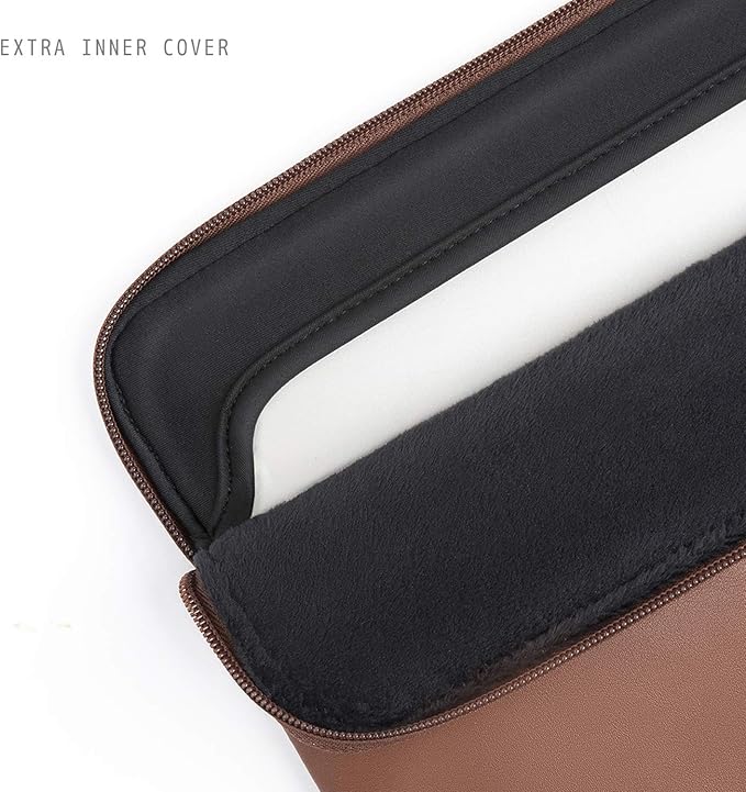 Comfyable Slim Protective Laptop Sleeve Compatible with 13/14 Inch MacBook Air & MacBook Pro M5/M4/M3/M2 Pro/Max 2026, Mac Travel Case, Laptop Pouch, Slim PU Leather Cover, Brown