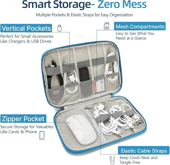 Electronics Organizer Travel Case,Travel Cable Organizer Pouch - Portable Storage Bag for Cord, Charger, Phone, Earphone, Electronic Accessories for Travel & Daily Use