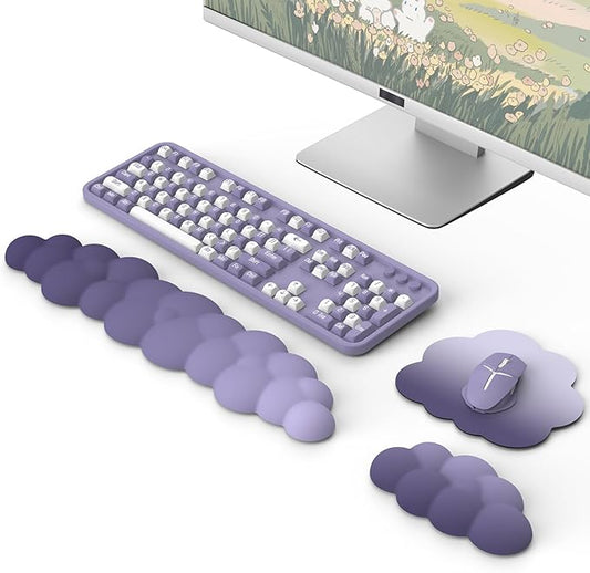 MoKo Cloud Wrist Rest, Ergonomic Cloud Keyboard Wrist Rest with Mouse Rest Wrist Pad, Durable Polyester Cloud Arm Rest Wrist Pad for Keyboard and Mouse for Office, Gaming, Computer, Laptop, Purple