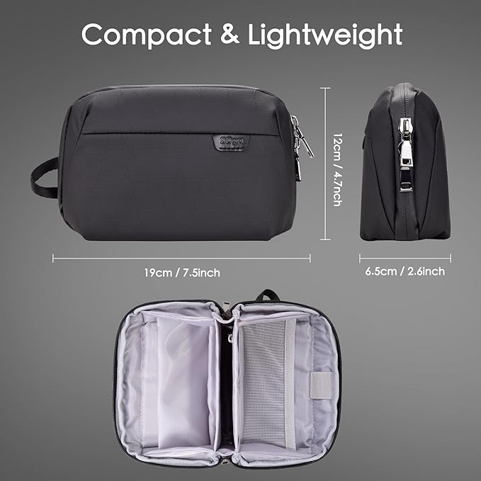 DDgro Mini Electronics Travel Organizer Pouch, Small Storage Case for Cable/Charger & Cords/Tech Essentials (Black-Mini)