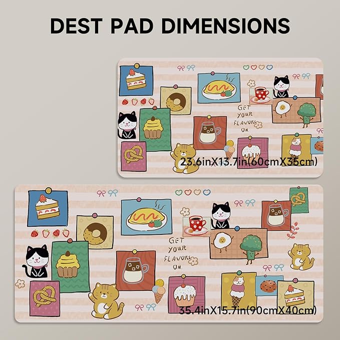 AUPET Leather Desk Pad Blotter Mat, Large Mouse Pad, Non-Slip Waterproof Desk Writing Pad Protector, Desk Decor for Office，Home，Gaming (Cat Foods, 35.4X15.7 inch)