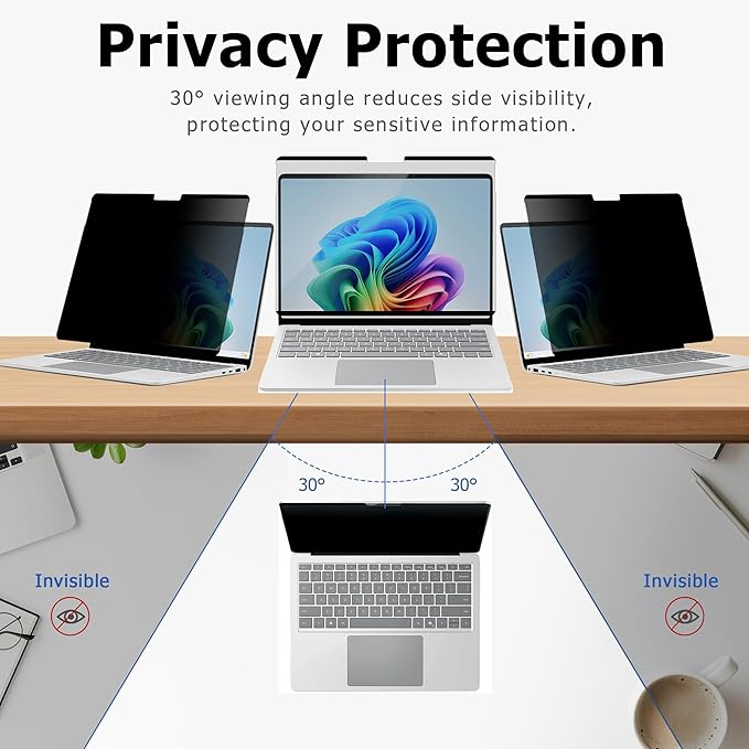 Megoo MagShield Privacy Screen for Surface Laptop 13 inch (2025), Magnetic Anti-Spy Film, Anti-Glare, Blue Light Filter, Washable Nano Adhesive, Removable Design