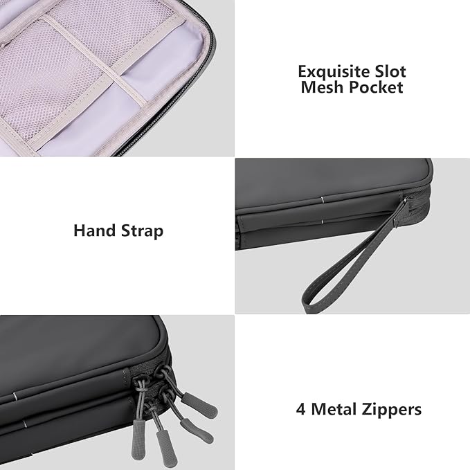 DDgro Cables Organizer Travel Pouch for Men Women to Organize and Storage Tech Accessories Electronics Cords (Black, PU-M)