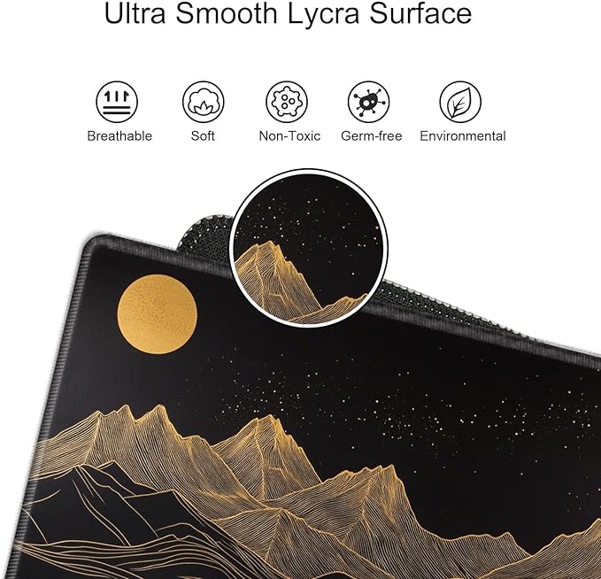 Large Mouse Pad Gaming Desk Pad Black and Gold Mountain Mousepad XXL Desk Mat 31.5''X15.75'' Extended Mouse Mat of Girl Desktop Work Computer