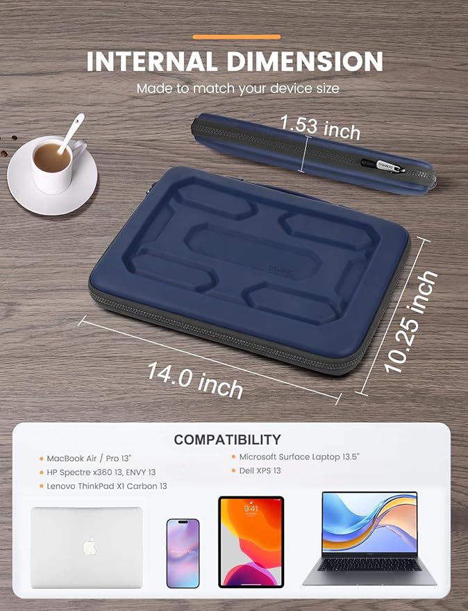 DOMISO 13.3 inch Laptop Sleeve with Handle Shockproof Computer Bag Waterproof EVA Protective Carrying Case for 13-13.3 inch Notebooks/13 MacBook Air/MacBook Pro Retina/Dell XPS 13/HP,Dark Blue