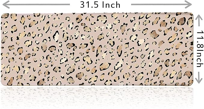 Large Gaming Mouse Pad, Desk Pad, Computer Keyboard Mouse Mat Non-Slip Mousepad Rubber Base and Stitched Edges for Gamer Home&Office, 31.5x11.8 Inch, Leopard Print Gold Shining Spots