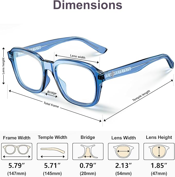 VISOONE Oversized Square Blue Light Blocking Glasses Fashion Computer Eyewear for Women and Men BENNETT