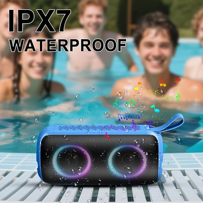 Bluetooth Speaker, 2026 New Portable Wireless Speaker with 6D Loud Sound, IPX7 Waterproof, HD Call, RGB Lights, 12H Playtime for Home/Party/Outdoor/Beach, Electronic Gadgets, Birthday Gift