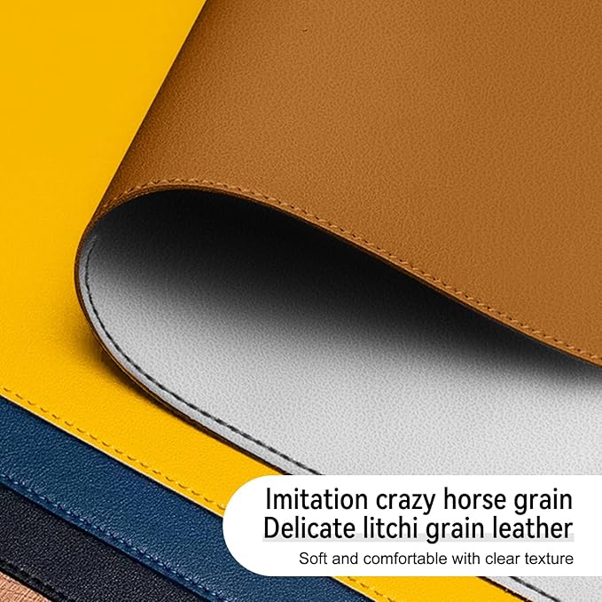 Dual Sided Leather Desk Mat - Waterproof Desk Pad - Ideal for Large Mouse Pad and Desk Mats on Top of Desks (Brown, 25"*13")