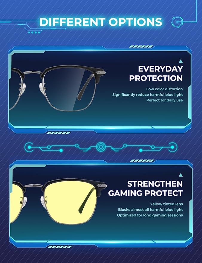 ZanyLen Blue Blocker Glasses for Men Metal Browline Computer Gaming Glasses Filter Blue Ray