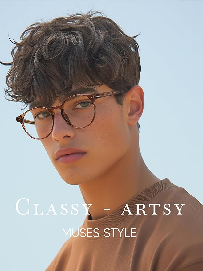 Round Blue Light Blocking Glasses Lightweight Chic Frame Anti Eye Strain Protection Computer Gaming for Women and Men