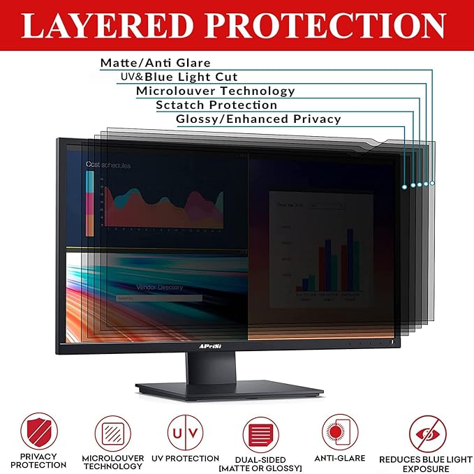 40 Inch Privacy Screen Filter for Widescreen 16:9 TV Monitor | Privacy Shield | Anti-Glare | Anti-Blue light | Eye Protection | Anti Spy | Computer Security Private Filter Protector