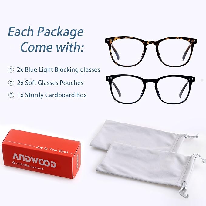 ANDWOOD Blue Light Blocking Glasses Women Men Computer Small Face Clear Bluelight Blocker Eyeglasses Frame