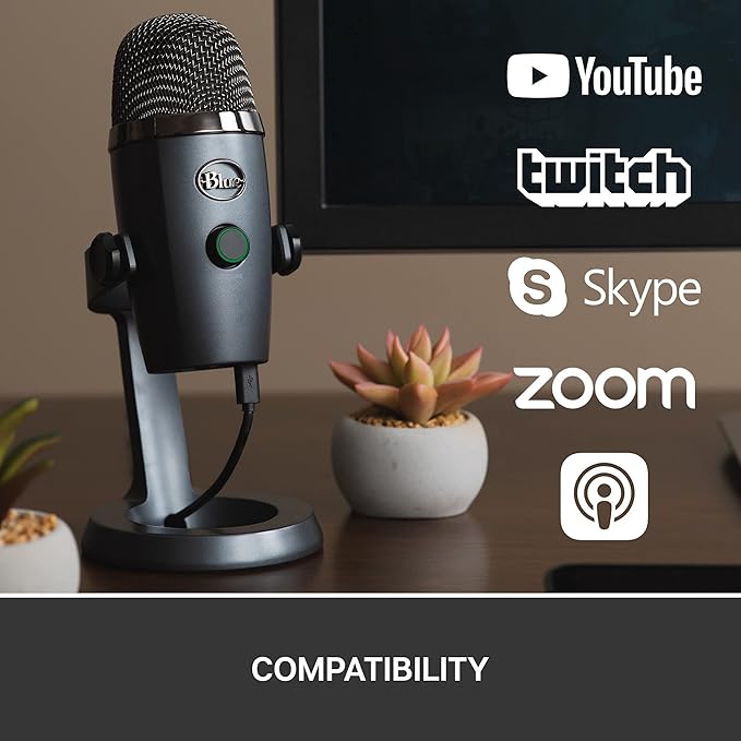 Logitech for Creators Blue Yeti Nano USB Microphone for Gaming, Streaming, Podcasting,Twitch, YouTube, Discord, Recording for PC and Mac, Plug & Play - Shadow Grey