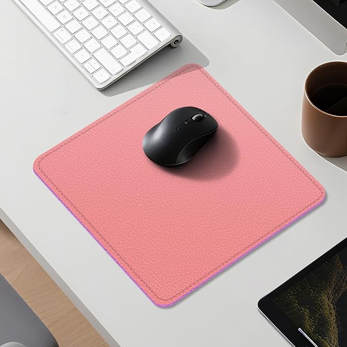 Dual Sided Leather Desk Mat - Waterproof Desk Pad - Ideal for Large Mouse Pad and Desk Mats on Top of Desks (Pink, 11"*8")