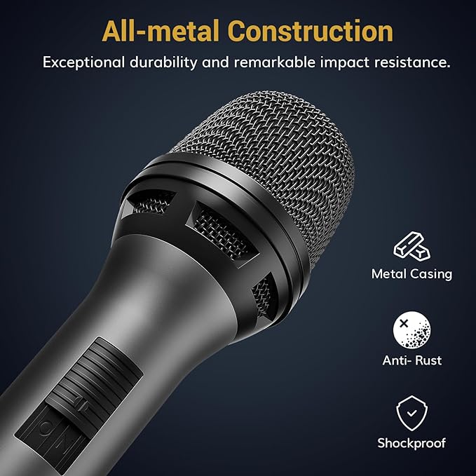 TONOR Professional Vocal Microphone for Singing, Dynamic Handheld Wired Karaoke Mic, Cardioid Studio Microfono with 450 cm/157inch XLR to 1/4" Cable, for Speakers/Mixer Machine/Amp/Speech/Karaoke, D5