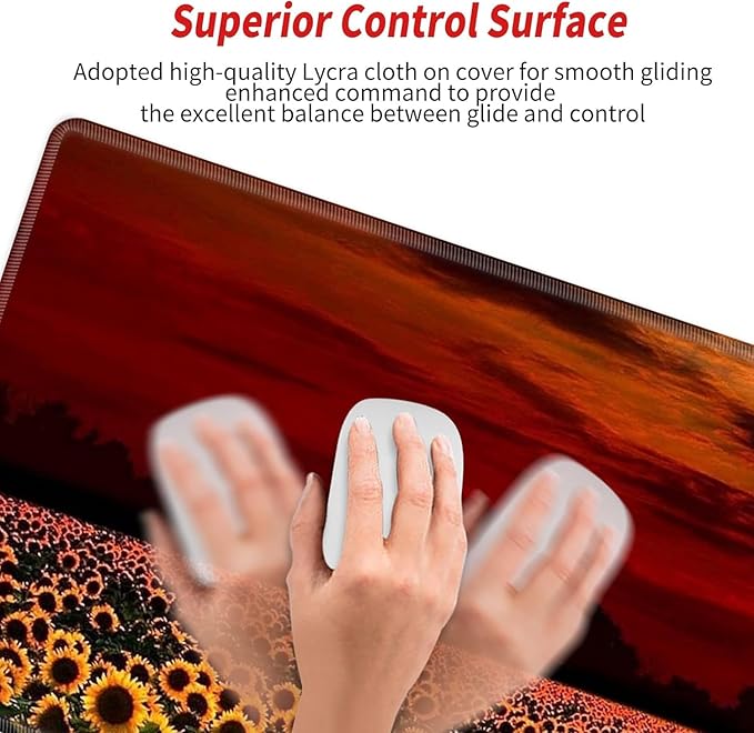 XXXL Mouse Pad Gaming 48x24 Extra Large Mousepad Huge Full Desk Mat Oversized Desk Pad Sunflower Sunset Marble Mouse Mat Giant Computer Mat for Protector Desktop