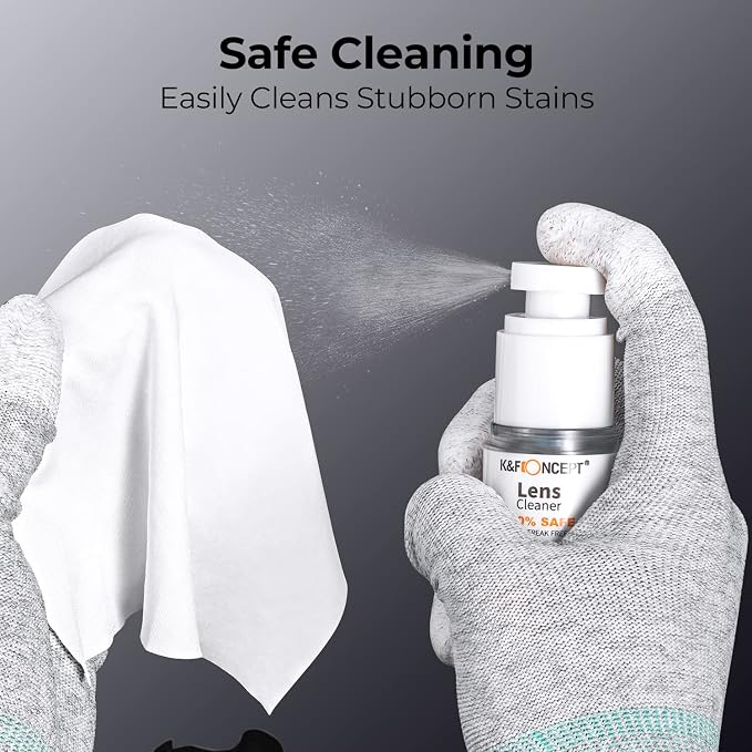 K&F Concept Camera Lens Cleaning Kit - 15ml Sensor Cleaner, Lens Pen Brush, Air Blower, Microfiber Cleaning Cloths & Lens Wipes for DSLR & Mirrorless Cameras and Sensitive Electronics - Image 6