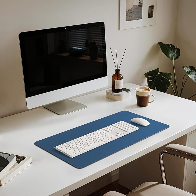 Jotsome Leather Desk Pad Mat, Non-Slip Desk Blotter Pad - Desk Protector for Office, Home, Laptop, and Desktop (Midnight Blue, 24" x 14")