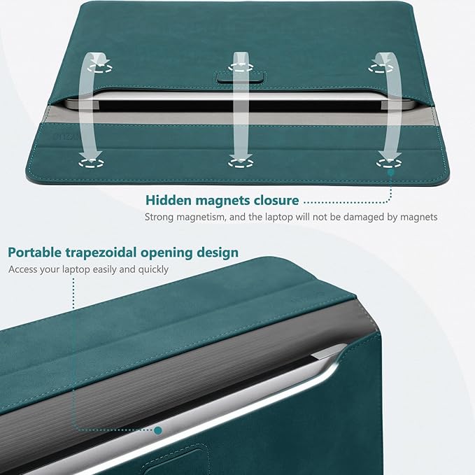 HYZUO 13 Inch Laptop Case Sleeve with Stand for 2026-2018 MacBook Air 13 M5 M4 M3 M2 M1, 2026 13" MacBook Neo, 2026-2016 MacBook Pro 13 M2 M1, iPad Pro/Air 13, Surface Pro 12-3, XPS 13, Dark Green