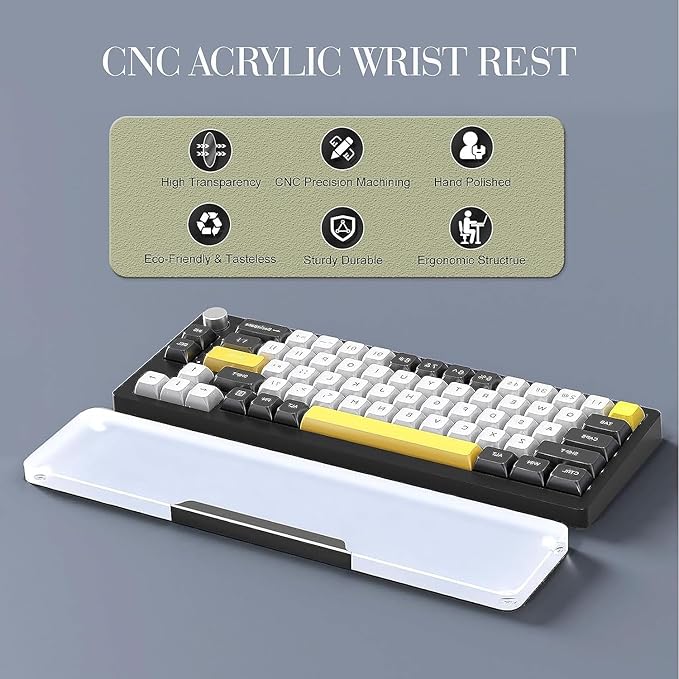 SELORSS Acrylic Keyboard Wrist Rest Pro- TENKEYLESS 80% Keyboard- Mechanical Keyboards Ergonomic Palm Rest for Computer Keyboard,Anti-Slip Base,Wrist Pad for Laptop,Office & Home-Easy Typing,Black