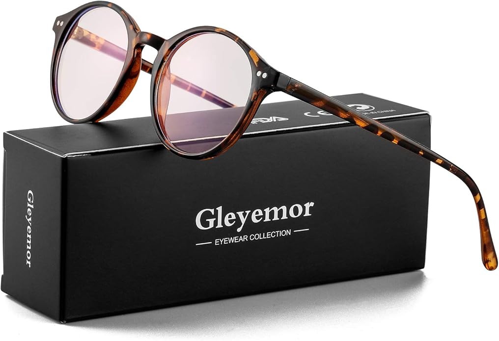 Gleyemor Blue Light Glasses for Men Women, Vintage Round Frame Computer Eyeglasses