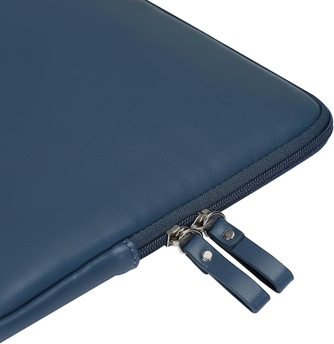 MOSISO Laptop Sleeve Bag 13 inch Compatible with MacBook Air 13.6 inch 2025-2022 M4 M3 M2/Air 13 inch 2022-2018 M1/Pro 13 2025-2016 M2 M1, PU Leather Padded Bag Waterproof Case, Peacock Blue