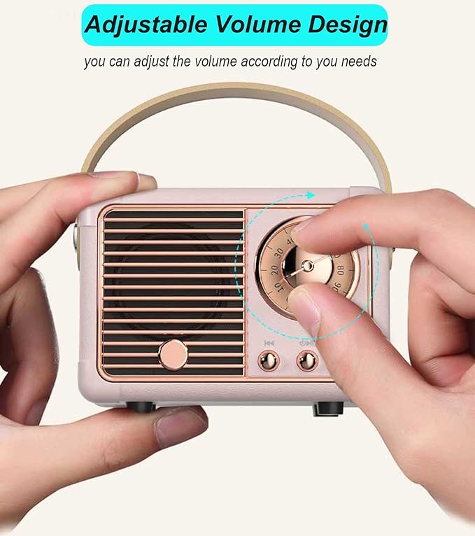 Dosmix Retro Bluetooth Speaker, Vintage Decor, Small Wireless Bluetooth Speaker, Cute Old Fashion Style for Kitchen Desk Bedroom Office Party Outdoor,Birthday Gifts for Women Teenage