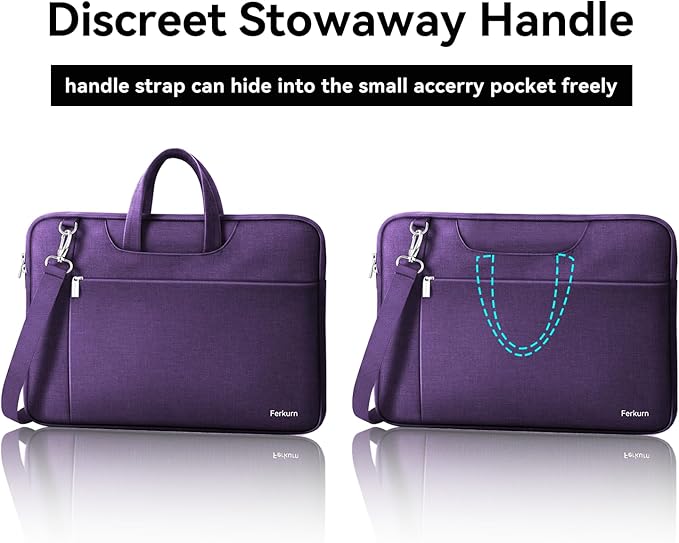 Ferkurn Laptop Case Bag Women Men Computer Sleeve with Shoulder Compatible with HP/Inspiron/Thinkpad/Vivobook/MSI/Surface, 17.3 inch, Violet