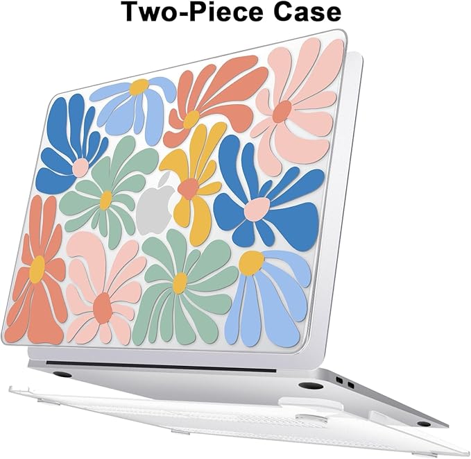 AKIT Compatible with MacBook Air 13 Inch Case M1 2022 2021 2020 2019 2018 A2337 A2179 A1932, Unique Pattern Shell Laptop Case+Screen Protector+Keyboard Cover for MacBook Air 13.3 Inch, ColorfulFlowers