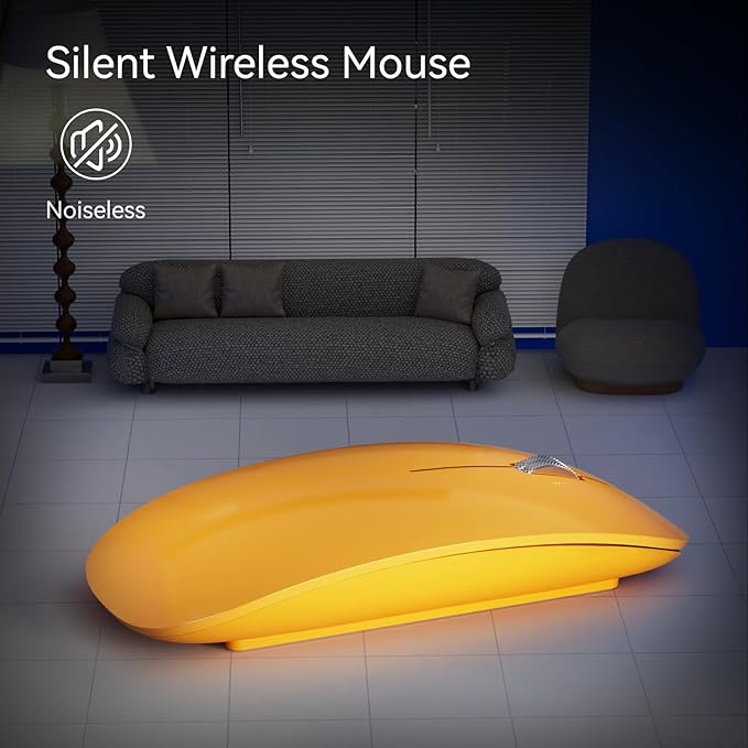 Uiosmuph G11 Wireless Mouse, USB C Rechargeable Computer Mouse, Slim Silent Mice 2.4GHz Optical with USB Nano Receiver and USB C Receiver for Laptop/Mac/PC - Orange