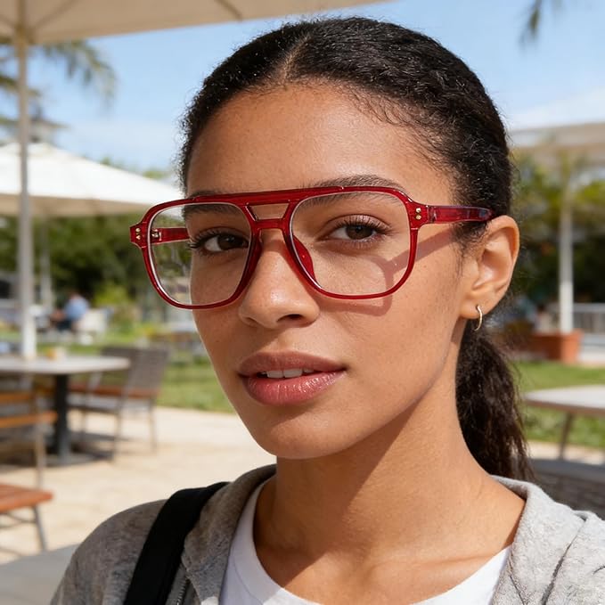 FEISEDY Blue Light Blocking Glasses Fake Nerd Clear Square Computer Lightweight Pilot Glasses Frame Oversized B2866