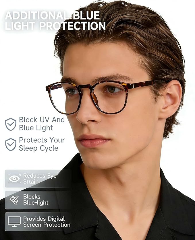 CNLO Blue Light Blocking Glasses,Computer Glasses,Anti Eyestrain, Lightweight Frame Eyeglasses,Men/Women… (Amber)
