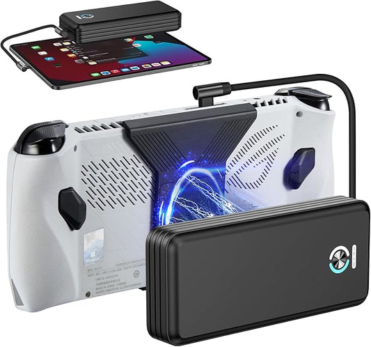 SiWiQU 20000mAh Magnetic Power Bank for ROG Ally, 65W Fast Charging Portable Battery Bank, External Battery Pack with Detechable Magnetic Back & Dual USB Cable, Support 30W Turbo Operating Mode.