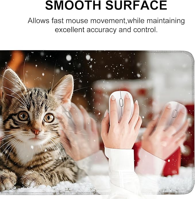 Mouse Pad, Large Anti-Slip with Stitched Edges Desk Mat Desktop Laptop Computer Desk Keyboard Mat,Table Protector Blotter Mat (cat, 35.4" x 15.7")