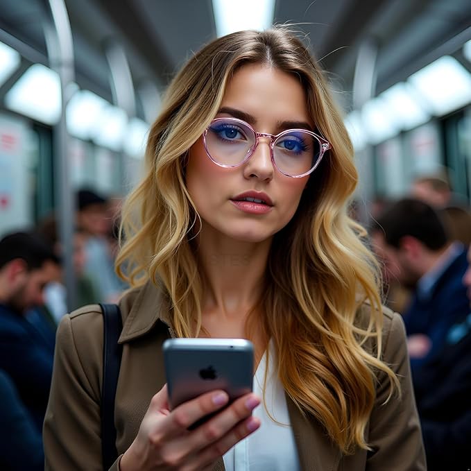 HJSTES Vintage Blue Light Glasses for Women Men Round Bluelight Blocking Glasses Thick TR90 Frame Eyeglasses
