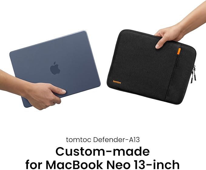 tomtoc 360° Protective Laptop Sleeve Designed for 13-inch New MacBook Neo A3404 (2026) A18 Pro Chip, Water-Resistant Shockproof Computer Case Bag Fits 12-13 Inch Surface Pro Copilot+ PC