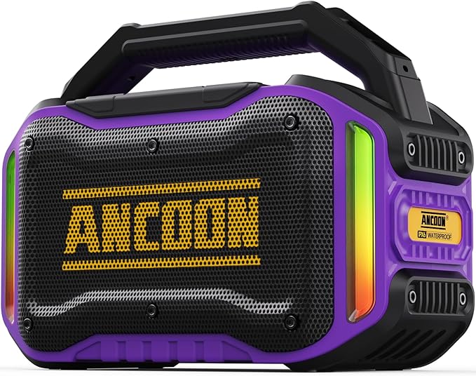 Speakers Bluetooth Wireless: 80W(Peak) Loud Speaker with Bass, 20H Playtime, IPX6 Waterproof, Large Jobsite Speakers for Work, Outdoor, Workshop, Garage, Portable Speaker with TWS (Purple)