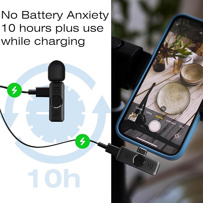 Wireless Lavalier Microphone 2 Pack Small Lapel mic for iPhone Android with Noise Reduction Lavalier Lapel Mics Mics for Interview Podcast YouTube TikTok Vlog