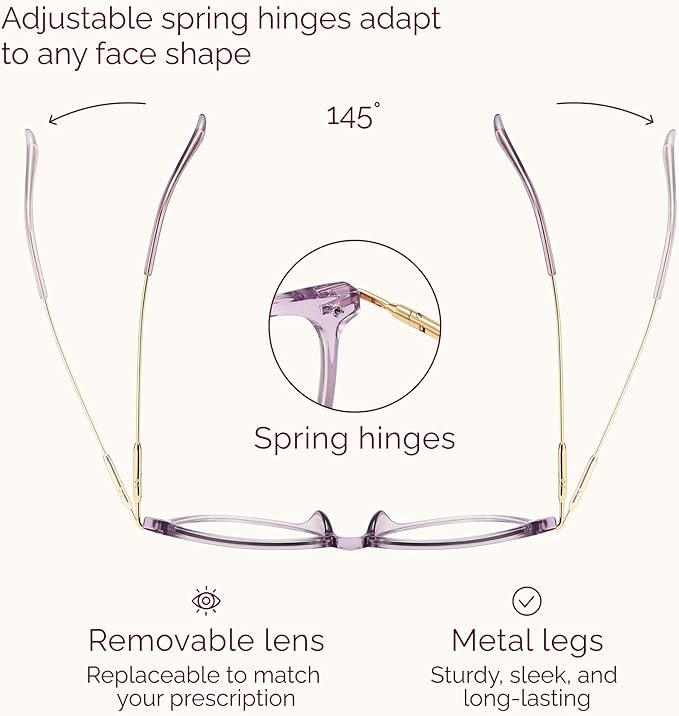 Gaoye Blue Light Blocking Glasses - Trending Round TR90 Frames, Metal Arms, UV400 Protection - Matching Soft Case
