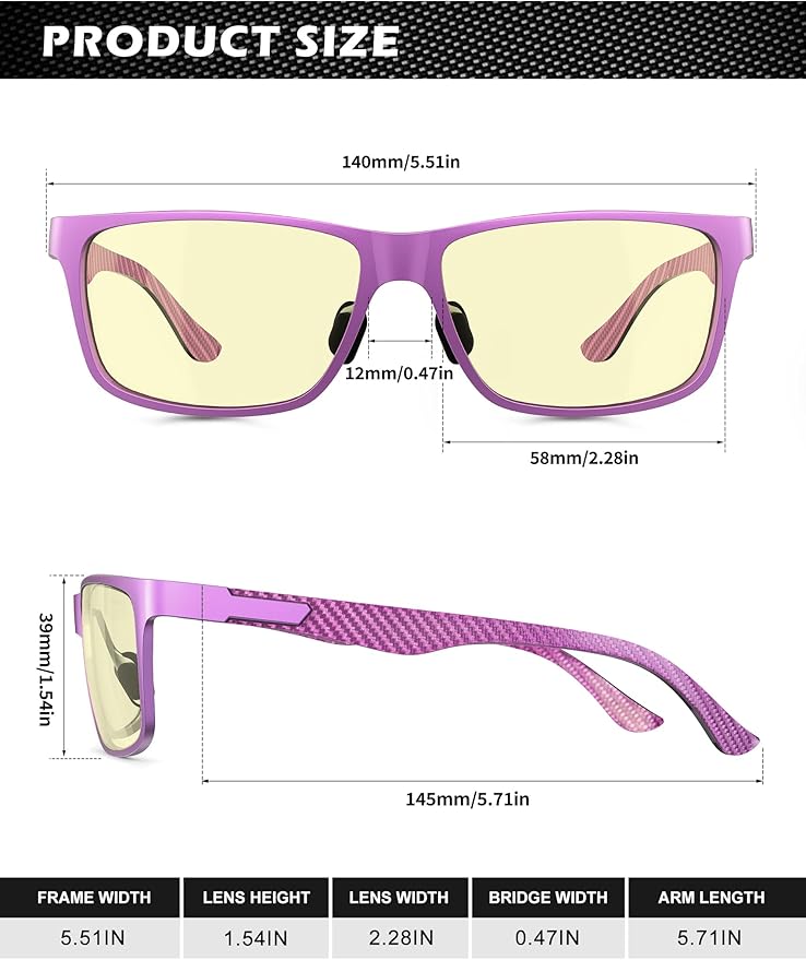 ANYLUV Carbon Fiber Reading Glasses for Men Women, Blue Light Blocking Computer Readers, Anti Glare Spring Hinge